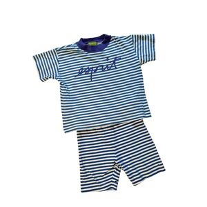 Y2K Vintage Esprit Mini Kids Striped T-Shirt and Shorts Set Size M 90s